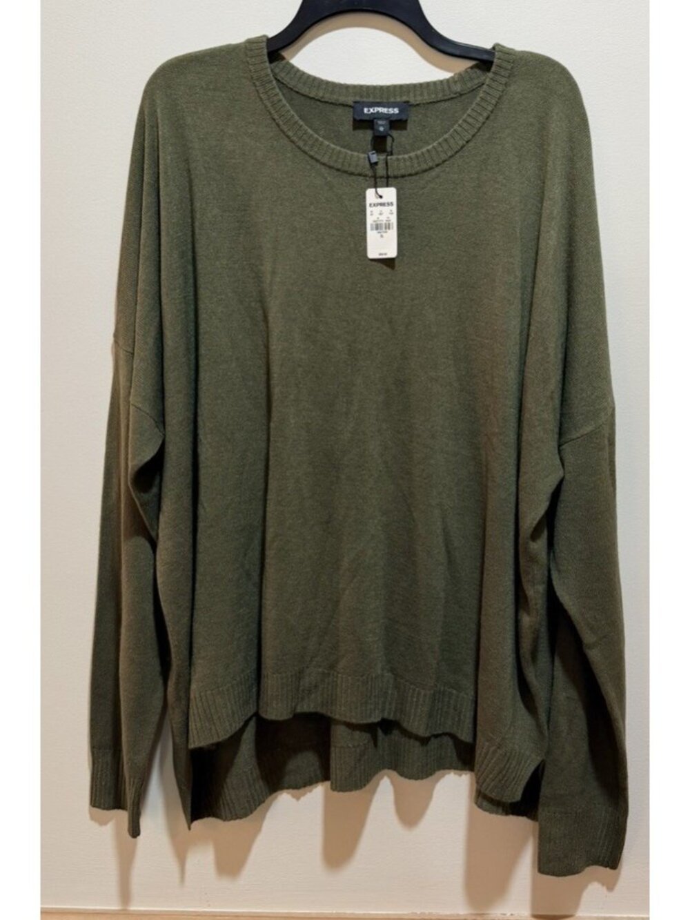 NWT ~  Express Olive Green Cre Neck Knit Pullover Sweater ~ Size XL